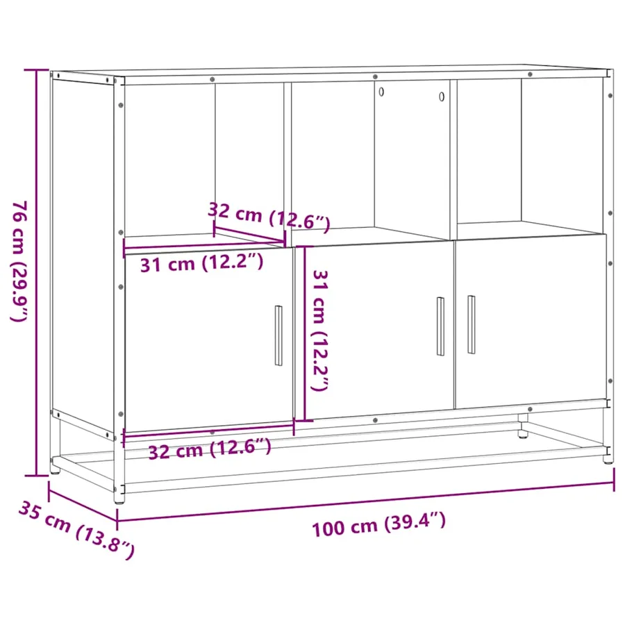 Buffet chêne fumé 100x35x76 cm bois d'ingénierie - 11