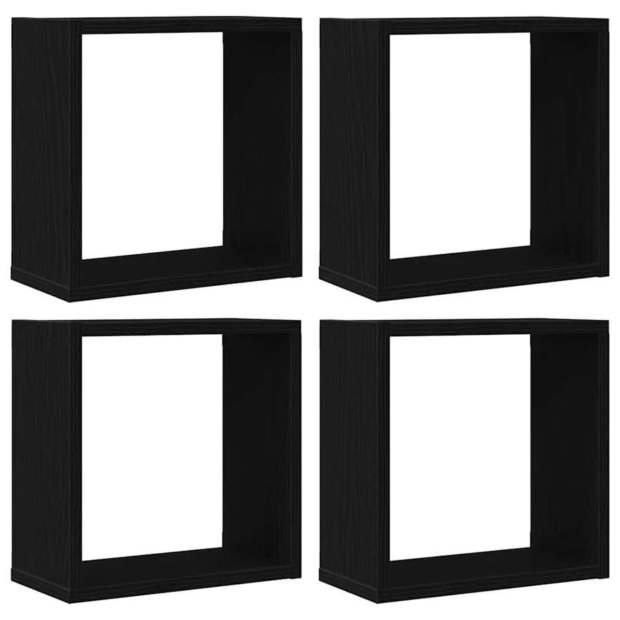 Étagères murales cubiques lot de 4 chêne noir 30 x 15 x 30 cm bois composite - 2