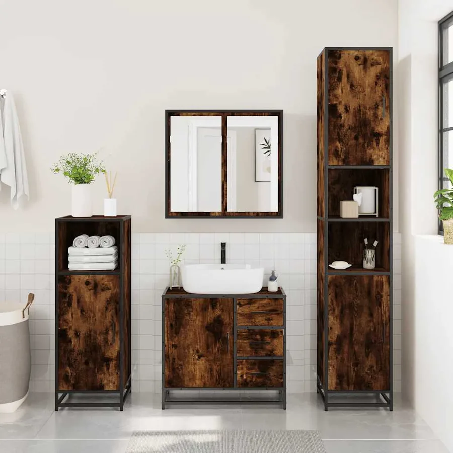 Ensemble de meubles de salle de bain 2 pcs Chêne fumé - 4