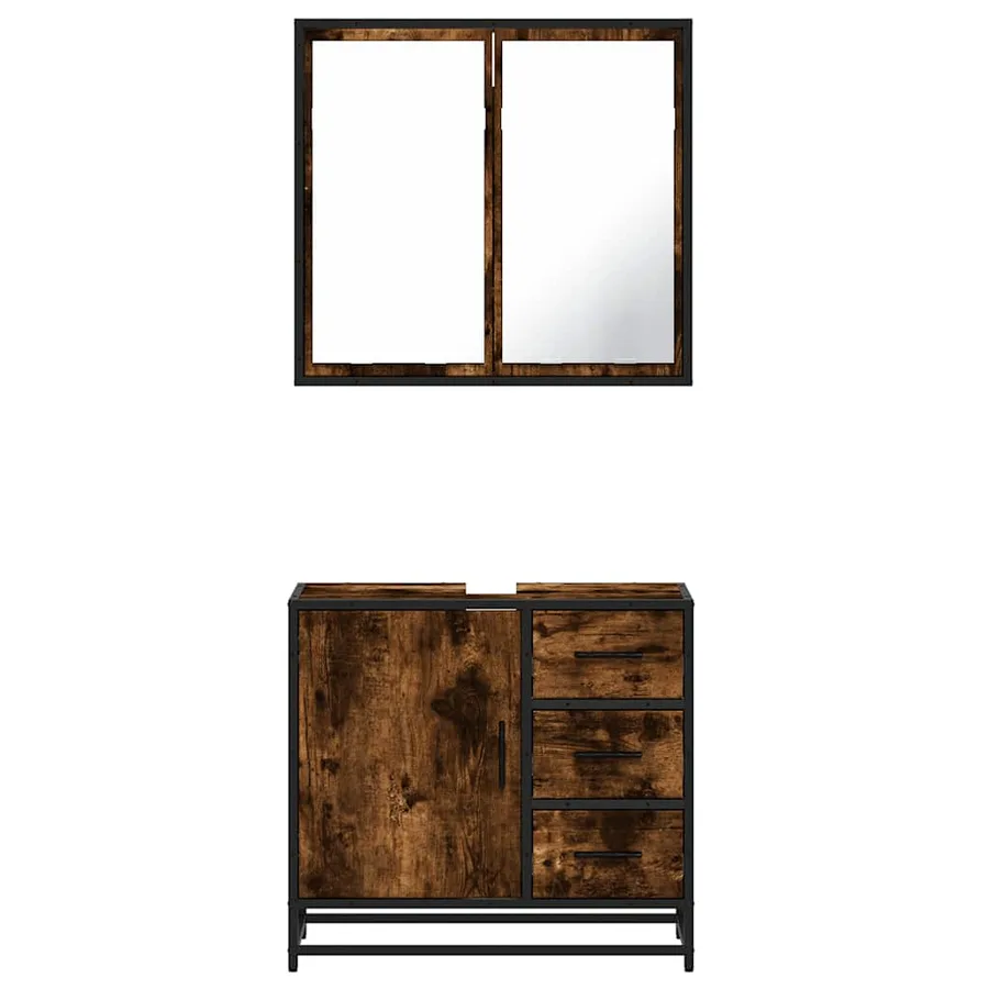 Ensemble de meubles de salle de bain 2 pcs Chêne fumé - 5