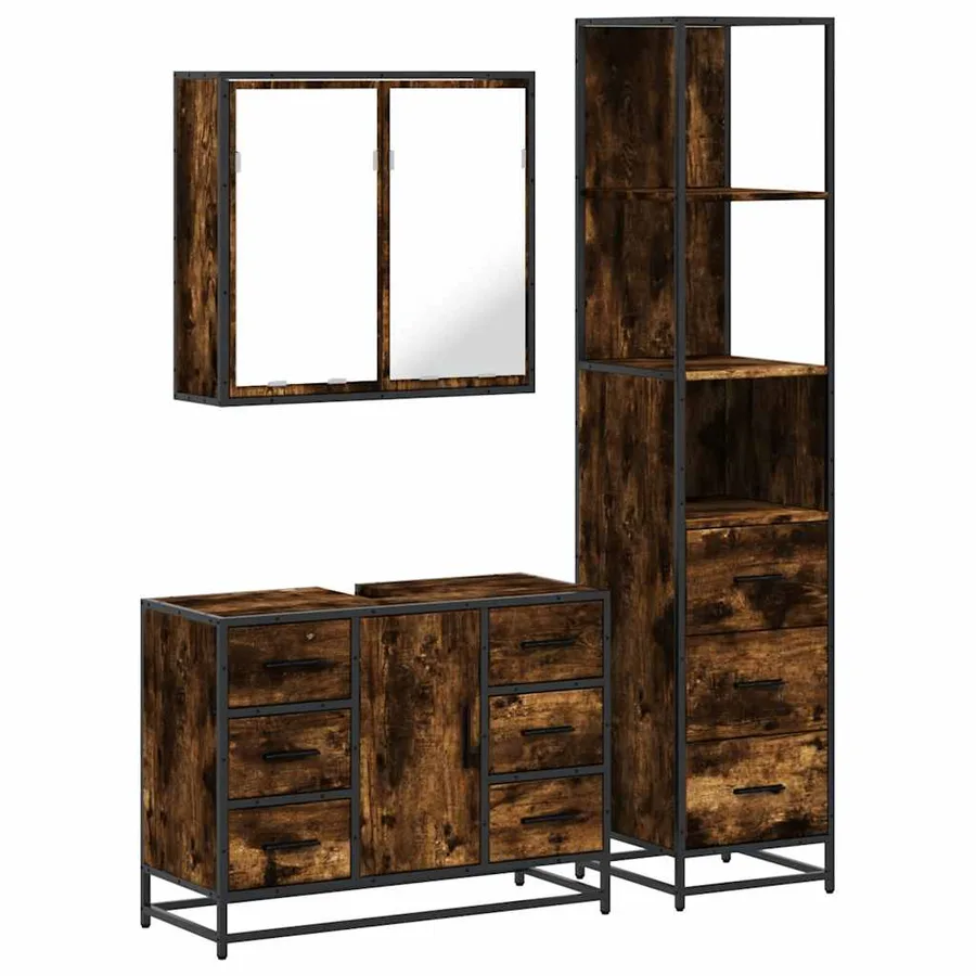Ensemble de meubles de salle de bain 3 pcs Chêne fumé - 2