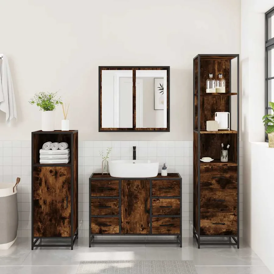 Ensemble de meubles de salle de bain 3 pcs Chêne fumé - 4
