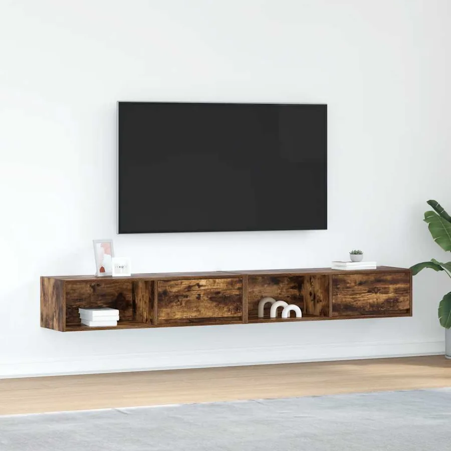 Meubles TV 2 pcs chêne fumé 100x31x25,5 cm bois d'ingénierie