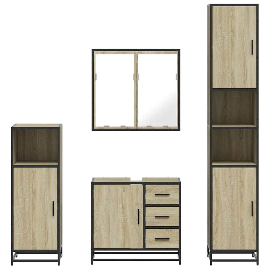 Ensemble de meubles de salle de bain 4 pcs chêne sonoma - 5
