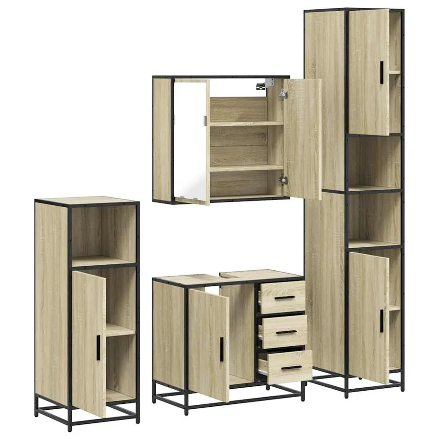 Ensemble de meubles de salle de bain 4 pcs chêne sonoma - 6