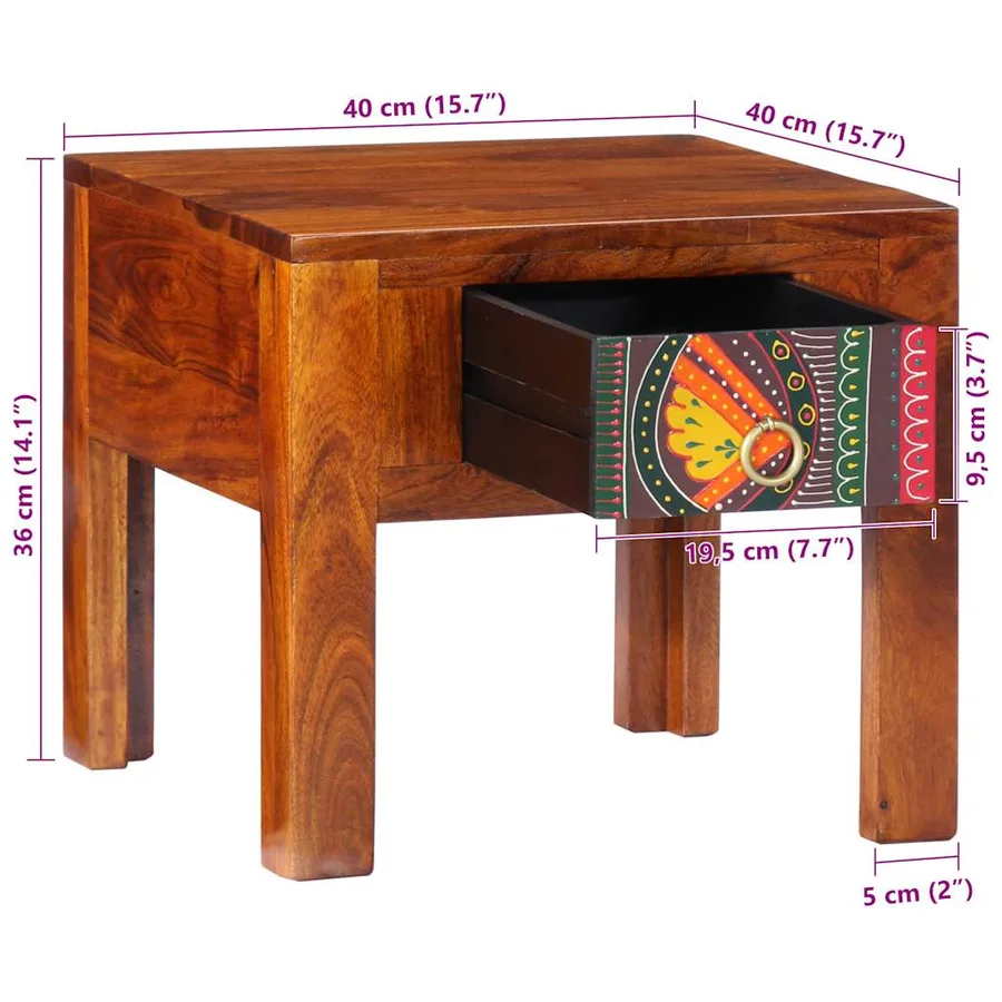 Tables de chevet 2 pcs 40x40x36 cm bois d'acacia massif - 9