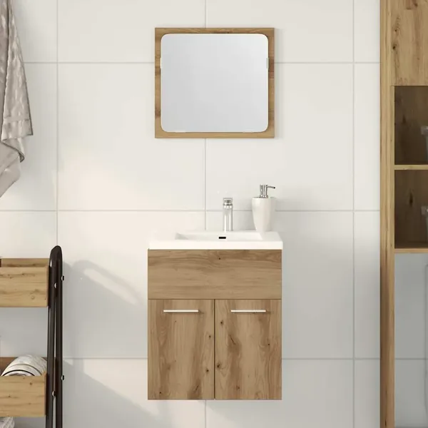 Ensemble de meubles salle de bain 2 pcs bois d'ingénierie