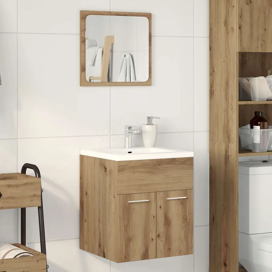 Ensemble de meubles salle de bain 2 pcs bois d'ingénierie - 3