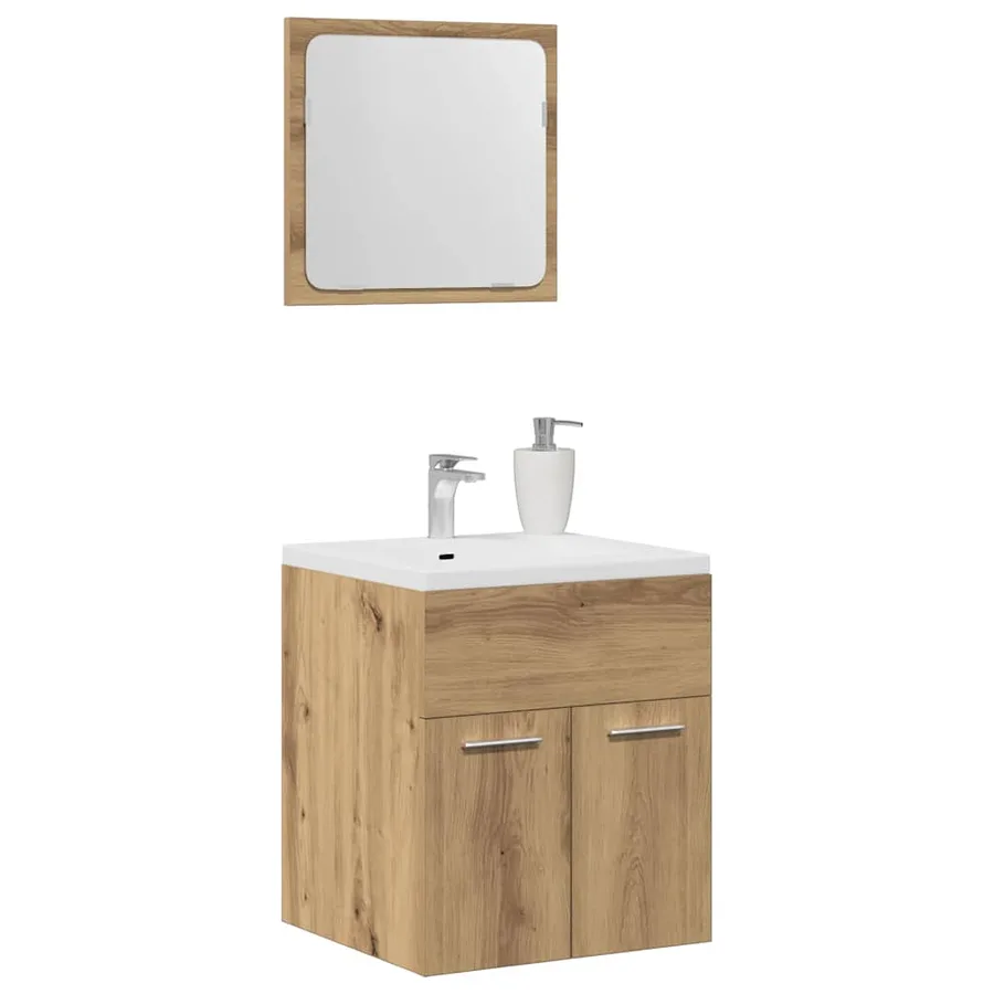 Ensemble de meubles salle de bain 2 pcs bois d'ingénierie - 4