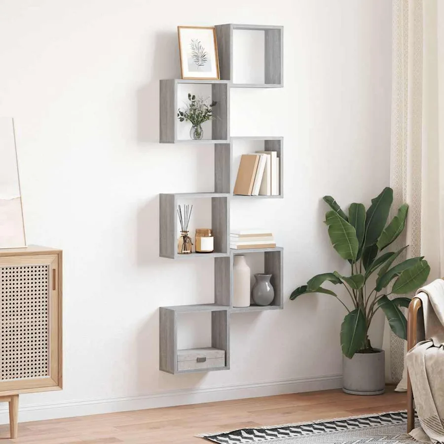 Étagères cube murales 6 pcs sonoma gris 30x15x30 cm - 3