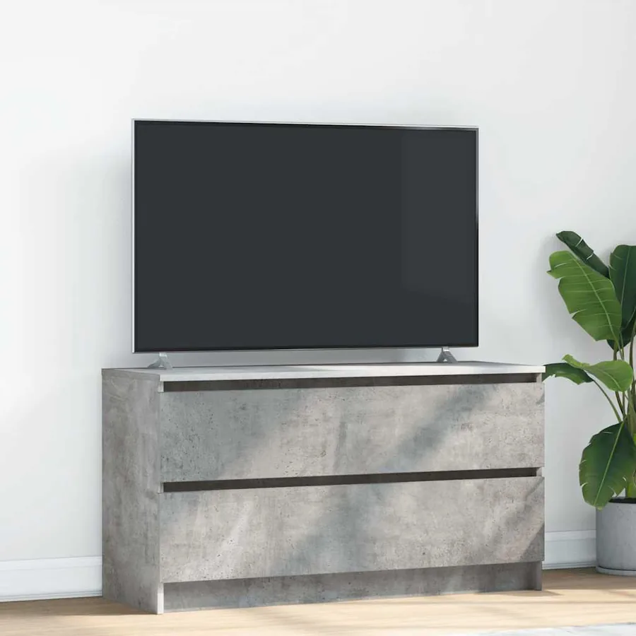 Meuble TV gris béton 100x35x54 cm bois d'ingénierie