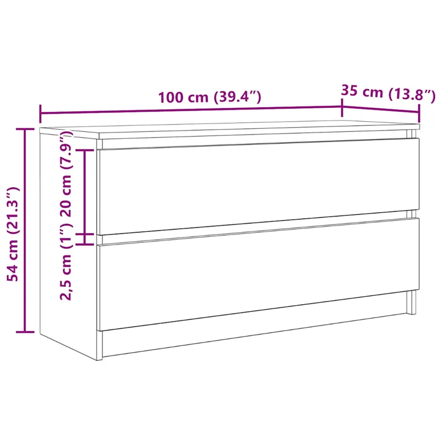 Meuble TV gris béton 100x35x54 cm bois d'ingénierie - 12