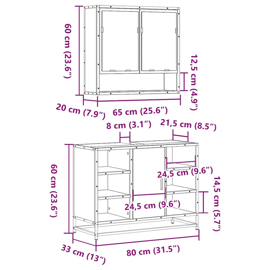 Ensemble de meubles de salle de bain 2 pcs Chêne marron - 11