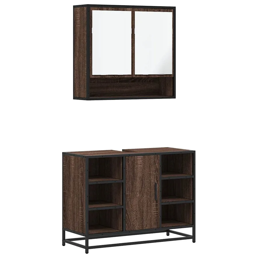 Ensemble de meubles de salle de bain 2 pcs Chêne marron - 2
