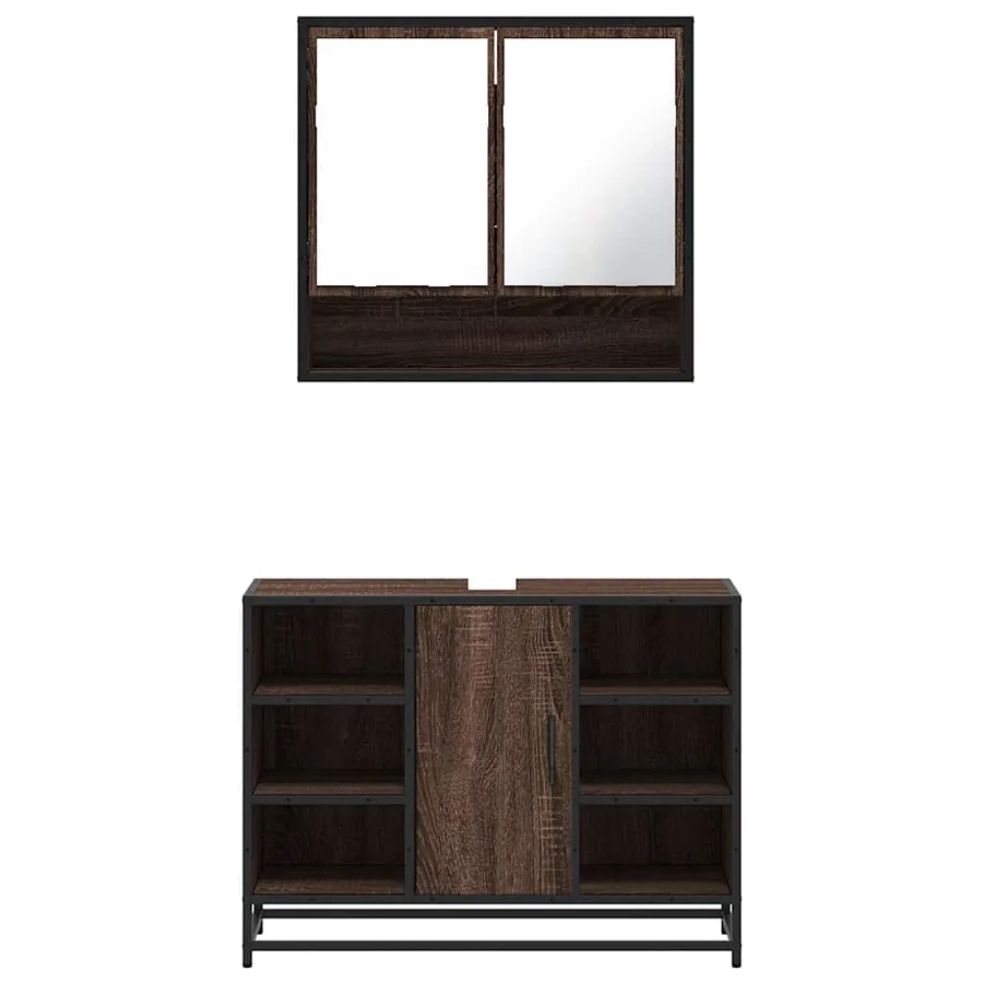 Ensemble de meubles de salle de bain 2 pcs Chêne marron - 5