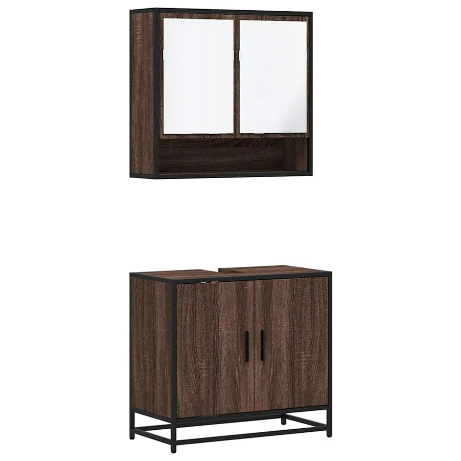 Ensemble de meubles de salle de bain 2 pcs Chêne marron - 2
