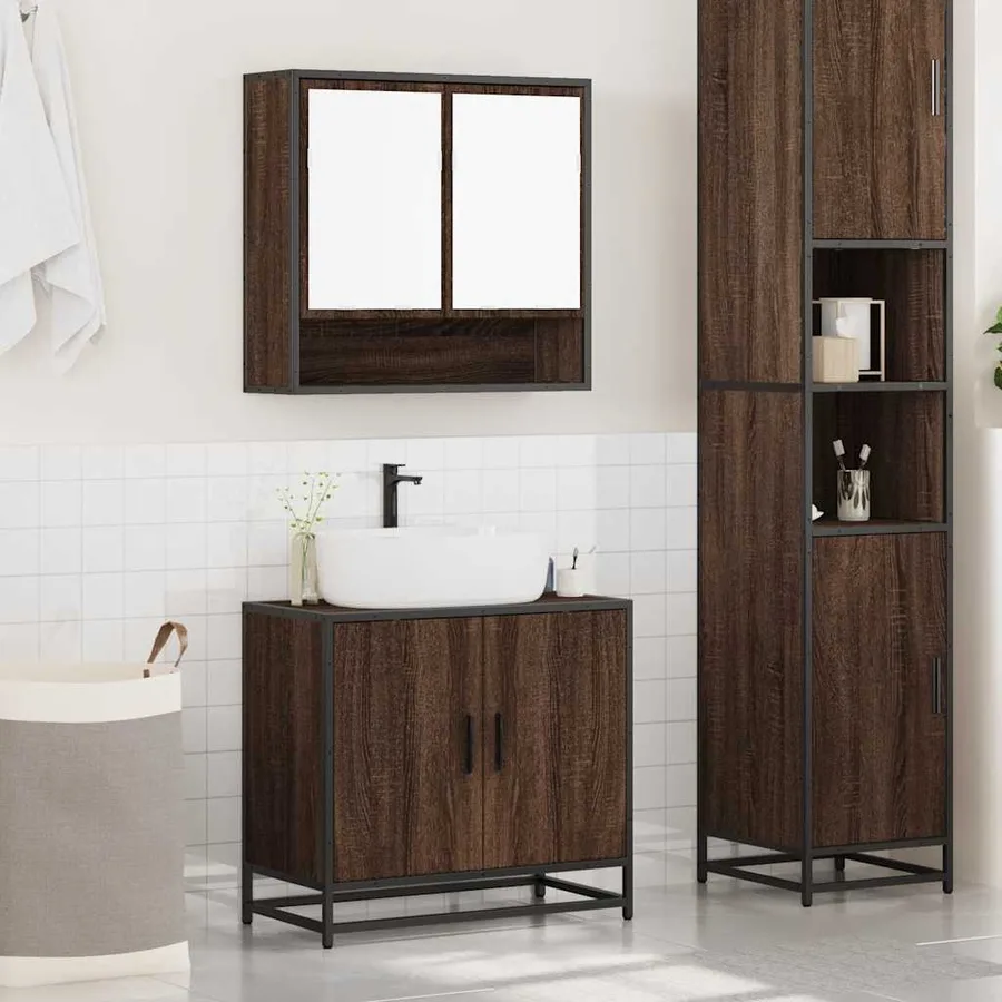Ensemble de meubles de salle de bain 2 pcs Chêne marron - 3
