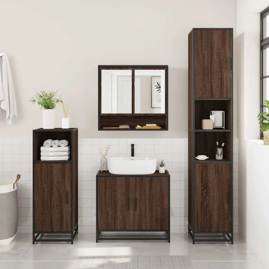Ensemble de meubles de salle de bain 2 pcs Chêne marron - 4
