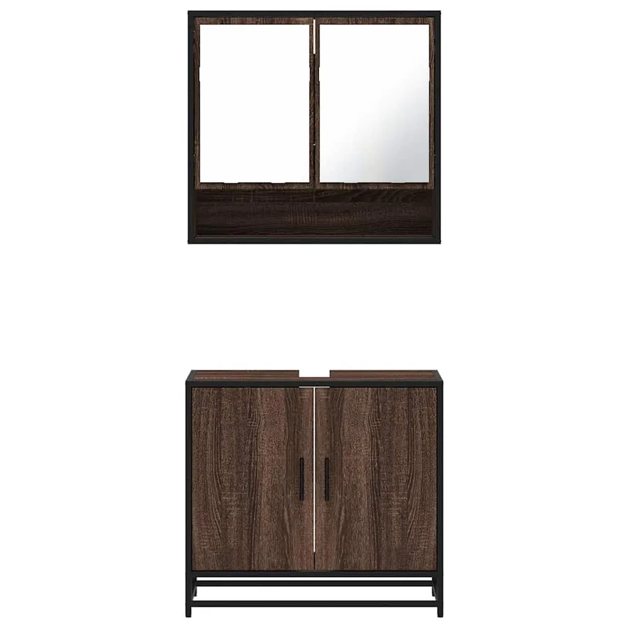 Ensemble de meubles de salle de bain 2 pcs Chêne marron - 5