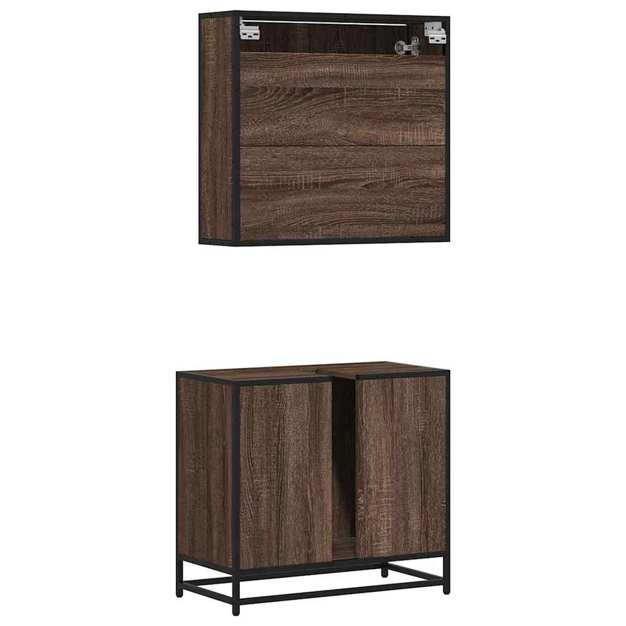 Ensemble de meubles de salle de bain 2 pcs Chêne marron - 7