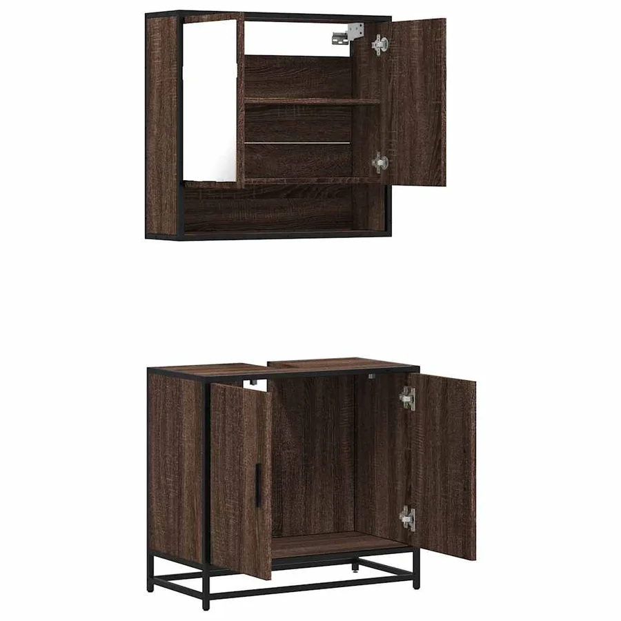 Ensemble de meubles de salle de bain 2 pcs Chêne marron - 8