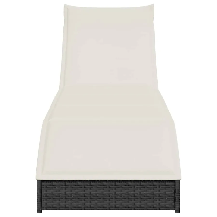 Chaise longue pliante coussin et rangement gris résine tressée - 101