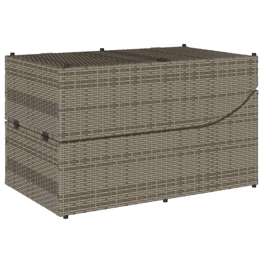 Chaise longue pliante coussin et rangement gris résine tressée - 124