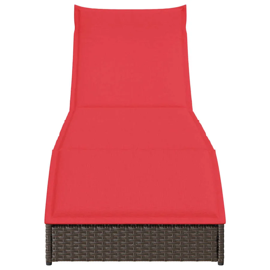 Chaise longue pliante coussin et rangement gris résine tressée - 21