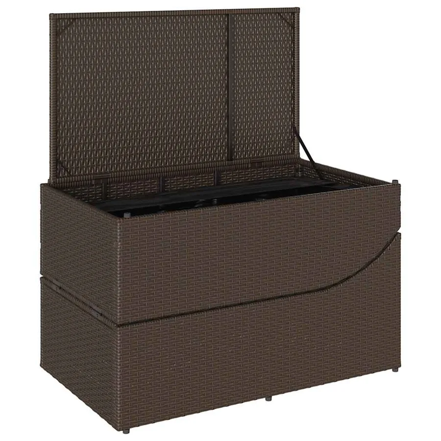 Chaise longue pliante coussin et rangement gris résine tressée - 27