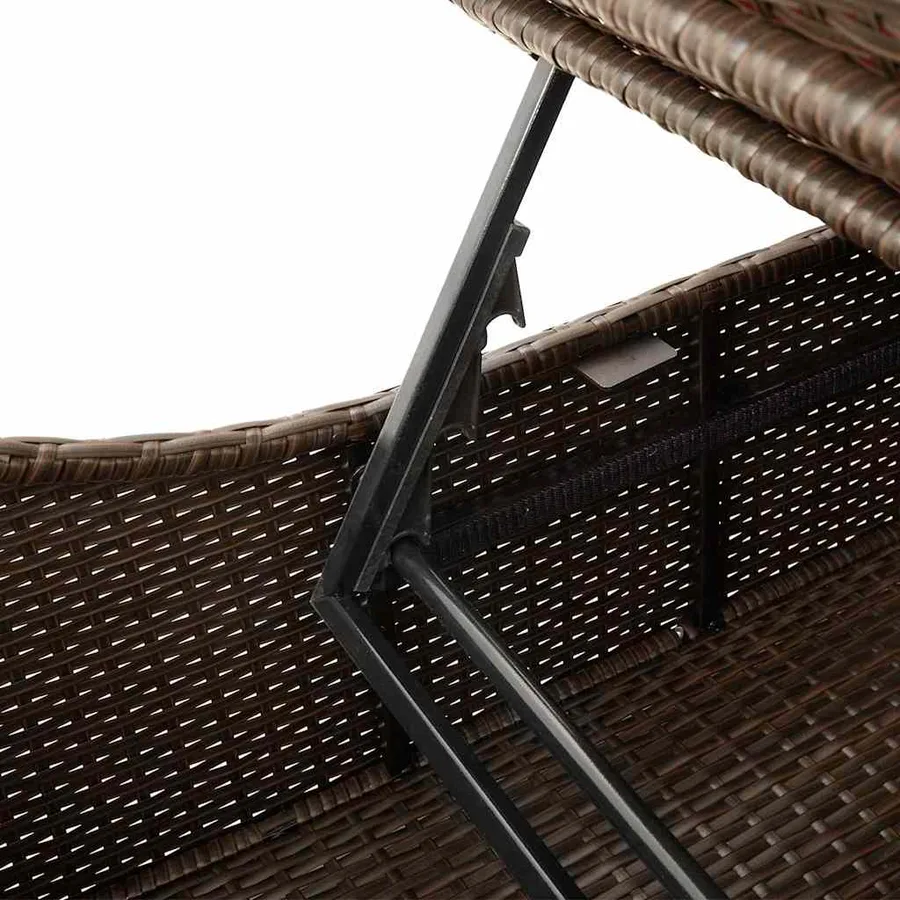 Chaise longue pliante coussin et rangement gris résine tressée - 29