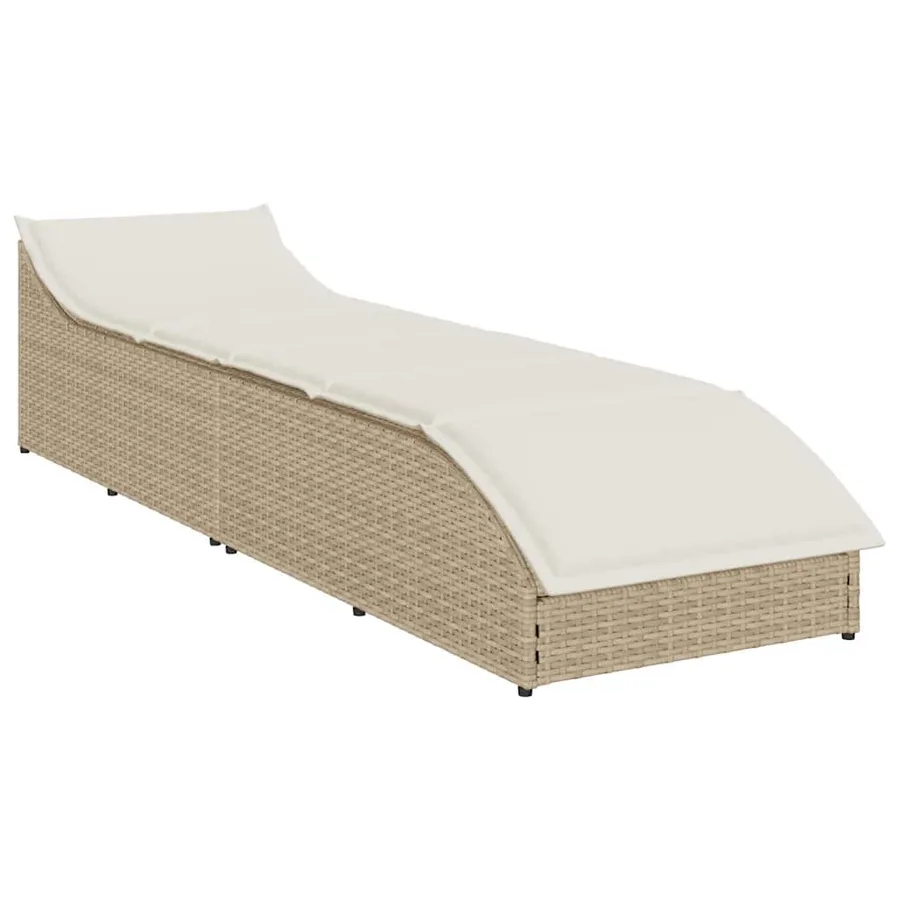 Chaise longue pliante coussin et rangement gris résine tressée - 36