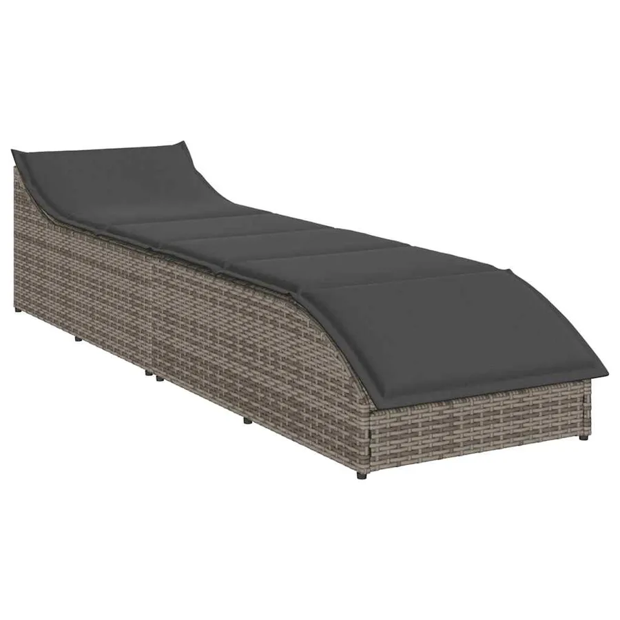 Chaise longue pliante coussin et rangement gris résine tressée - 4