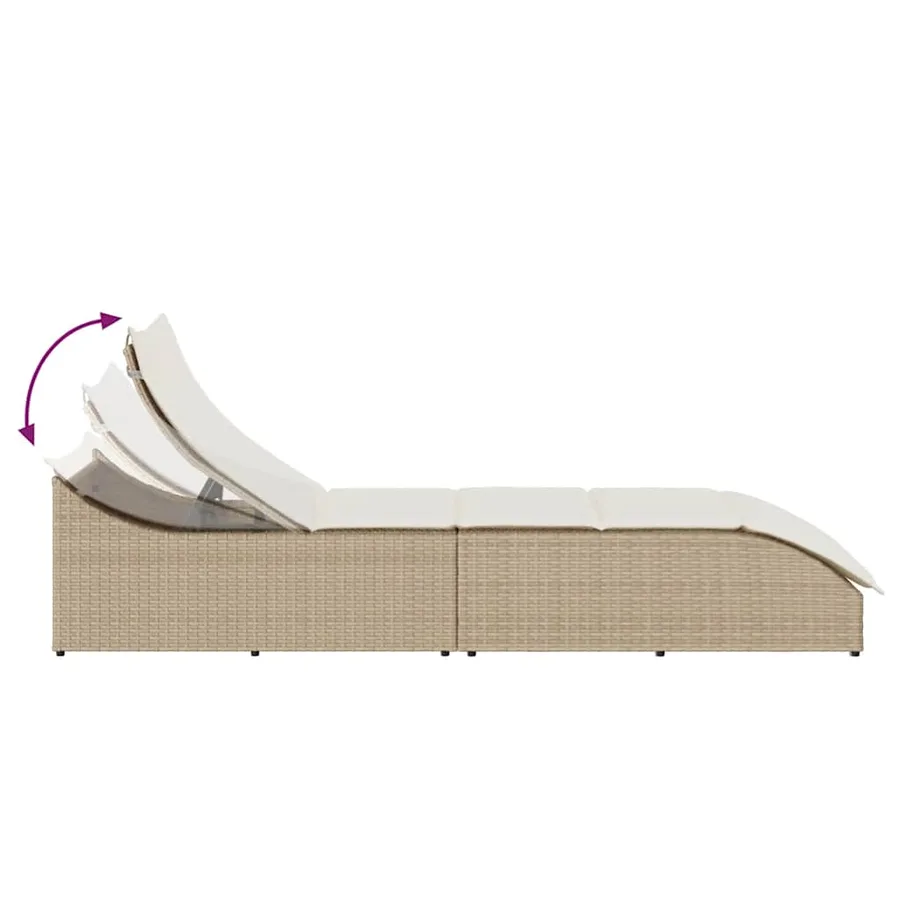 Chaise longue pliante coussin et rangement gris résine tressée - 40