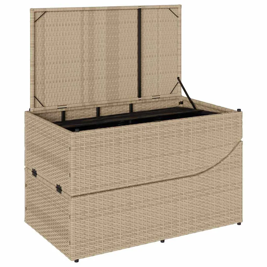 Chaise longue pliante coussin et rangement gris résine tressée - 43