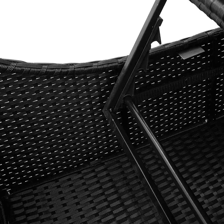 Chaise longue pliante coussin et rangement gris résine tressée - 61