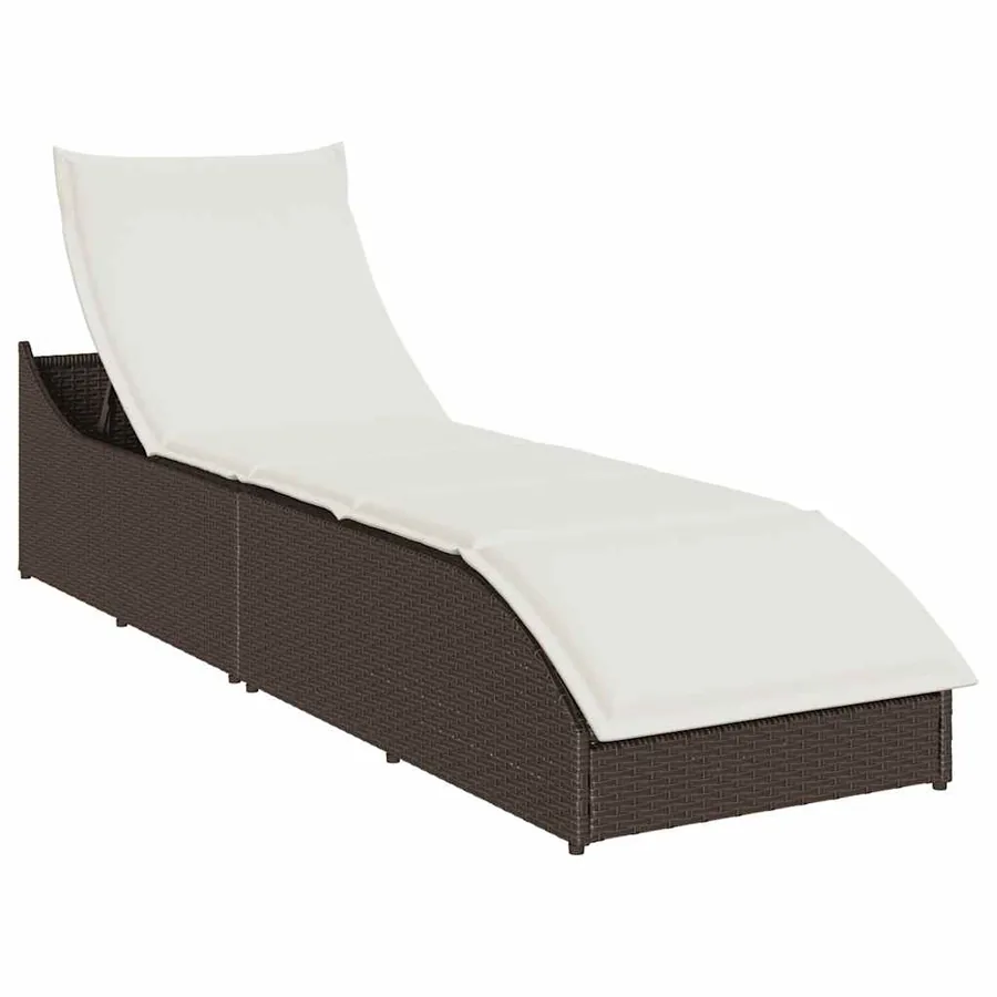 Chaise longue pliante coussin et rangement gris résine tressée - 81