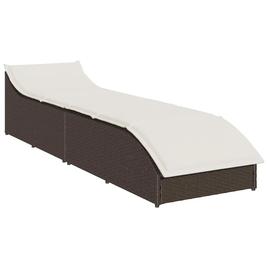 Chaise longue pliante coussin et rangement gris résine tressée - 84