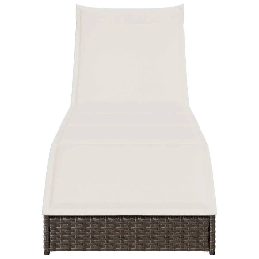 Chaise longue pliante coussin et rangement gris résine tressée - 85