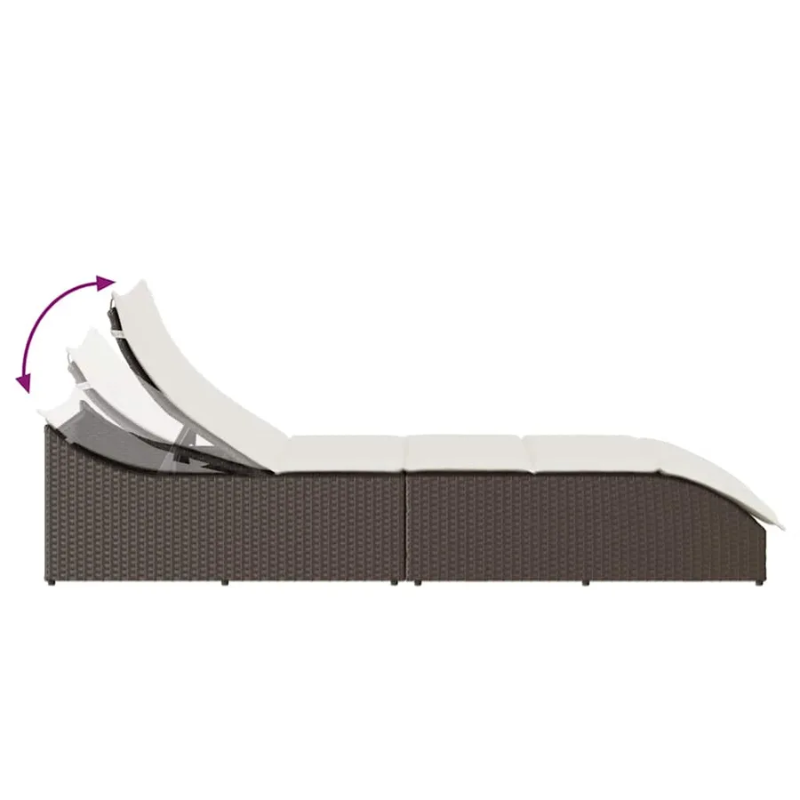 Chaise longue pliante coussin et rangement gris résine tressée - 88