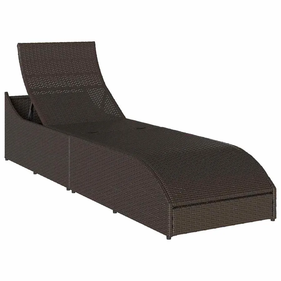 Chaise longue pliante coussin et rangement gris résine tressée - 90