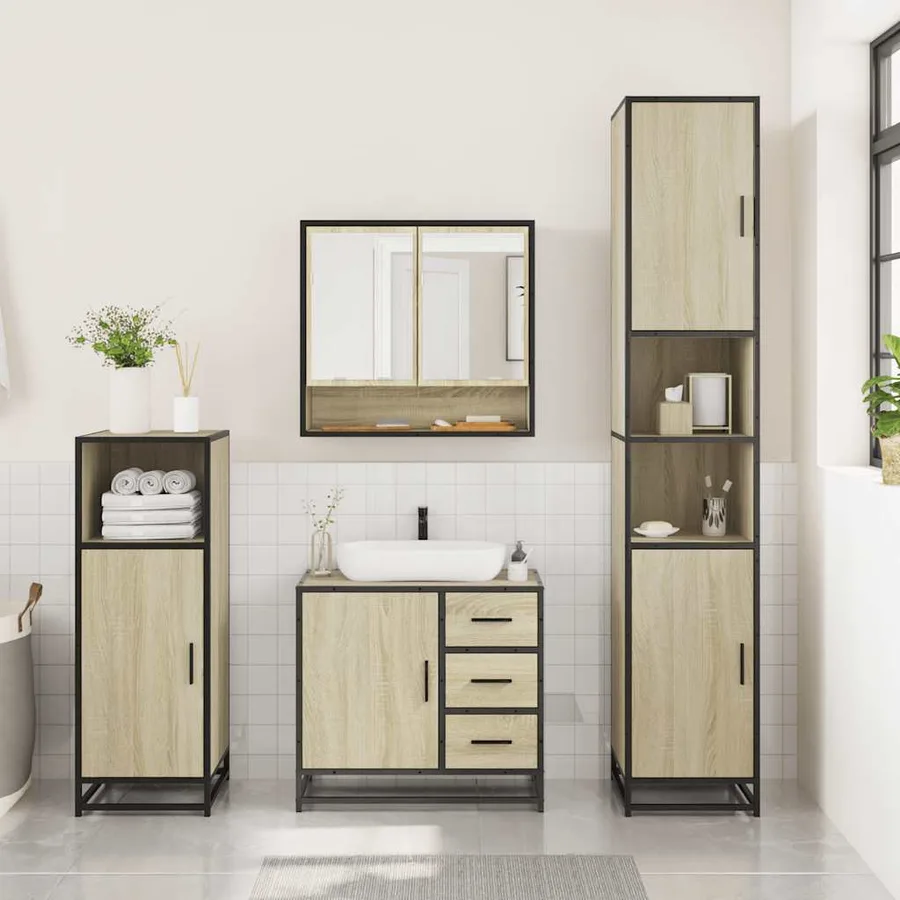 Ensemble de meubles de salle de bain 3 pcs chêne sonoma - 3