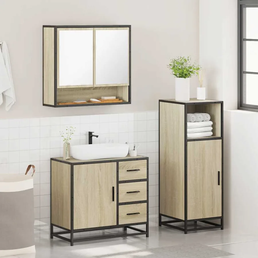 Ensemble de meubles de salle de bain 3 pcs chêne sonoma - 4