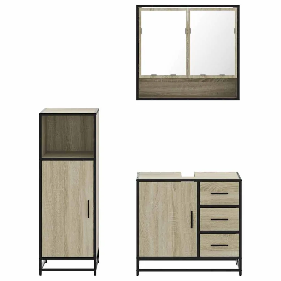 Ensemble de meubles de salle de bain 3 pcs chêne sonoma - 5