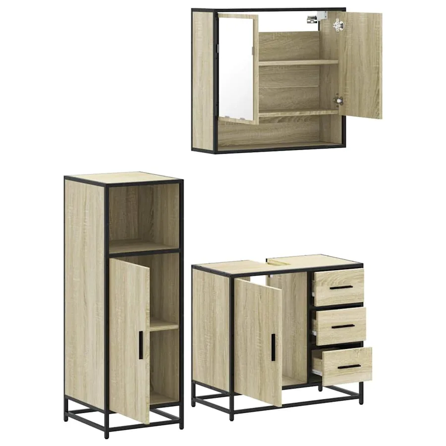 Ensemble de meubles de salle de bain 3 pcs chêne sonoma - 6
