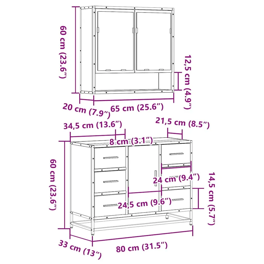 Ensemble de meubles de salle de bain 2 pcs chêne sonoma - 11