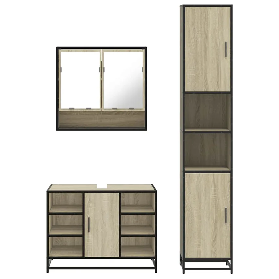 Ensemble de meubles de salle de bain 3 pcs chêne sonoma - 5