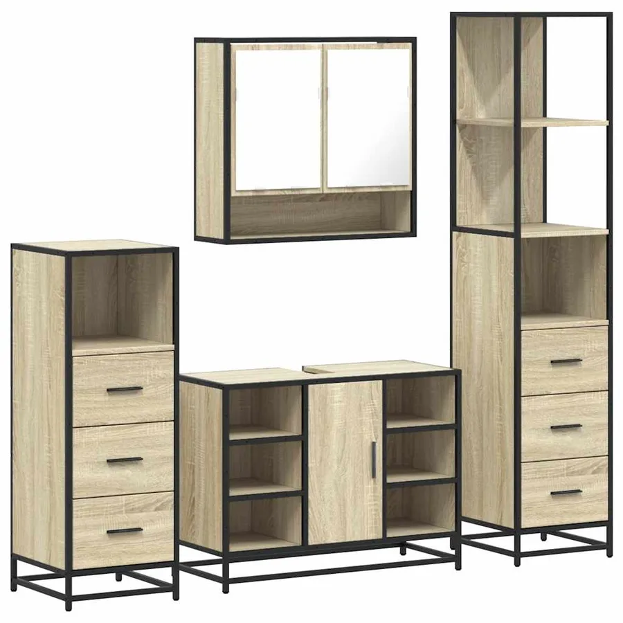 Ensemble de meubles de salle de bain 4 pcs chêne sonoma - 2