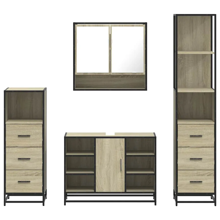 Ensemble de meubles de salle de bain 4 pcs chêne sonoma - 5