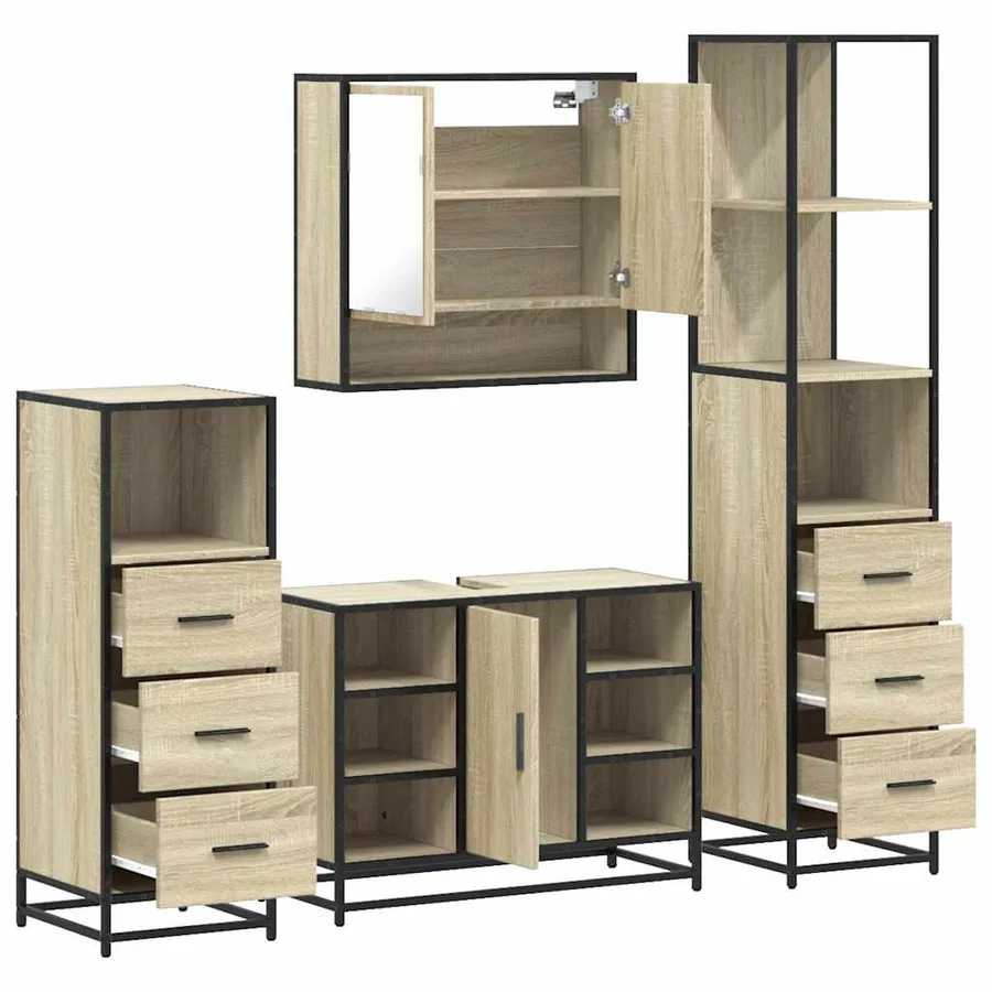 Ensemble de meubles de salle de bain 4 pcs chêne sonoma - 6