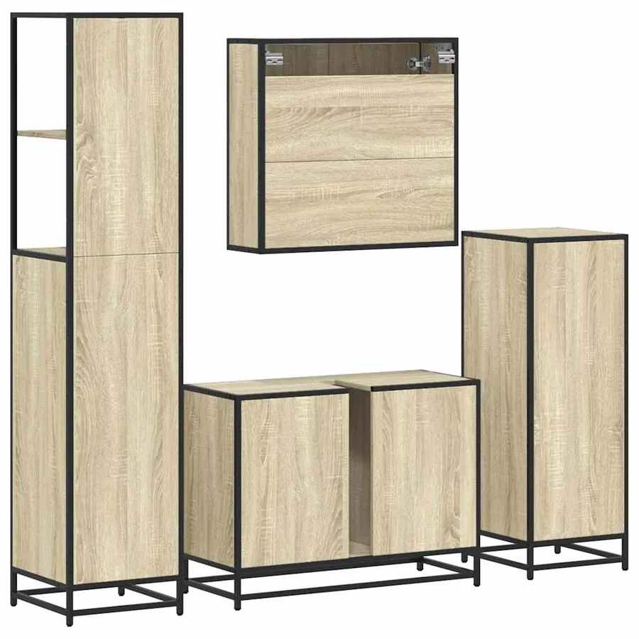 Ensemble de meubles de salle de bain 4 pcs chêne sonoma - 8